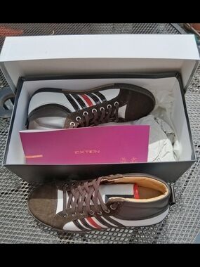 Exton handcrafter Italian leather high top sneakers size 40 7